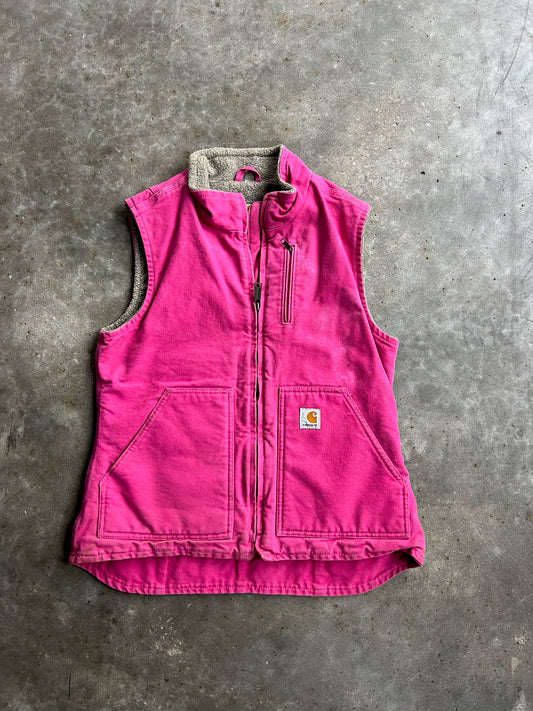 Vintage Hot Pink Fleece Lined Carhartt Vest - S