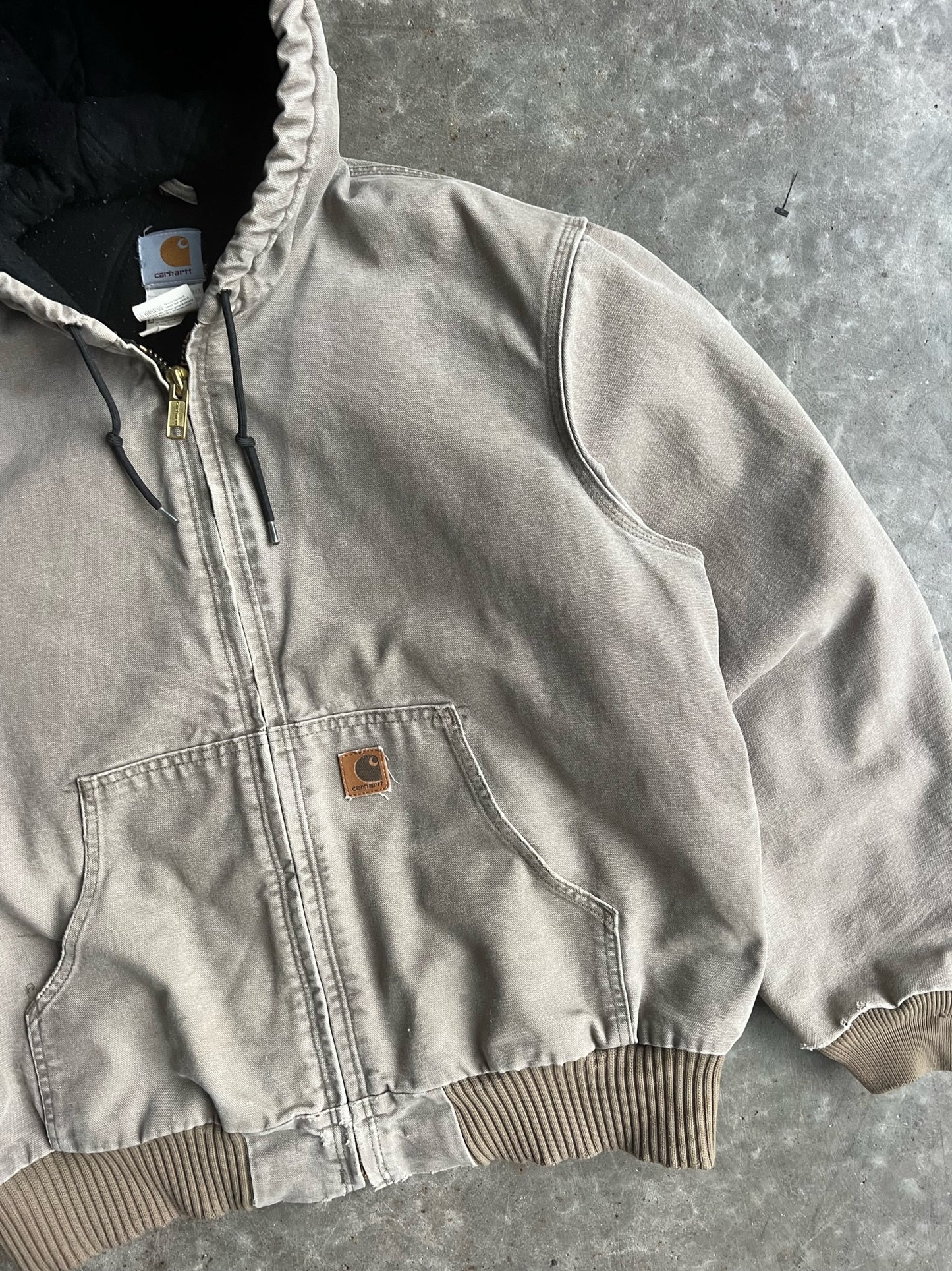 Vintage Faded Brown Hooded Carhartt Jacket - L