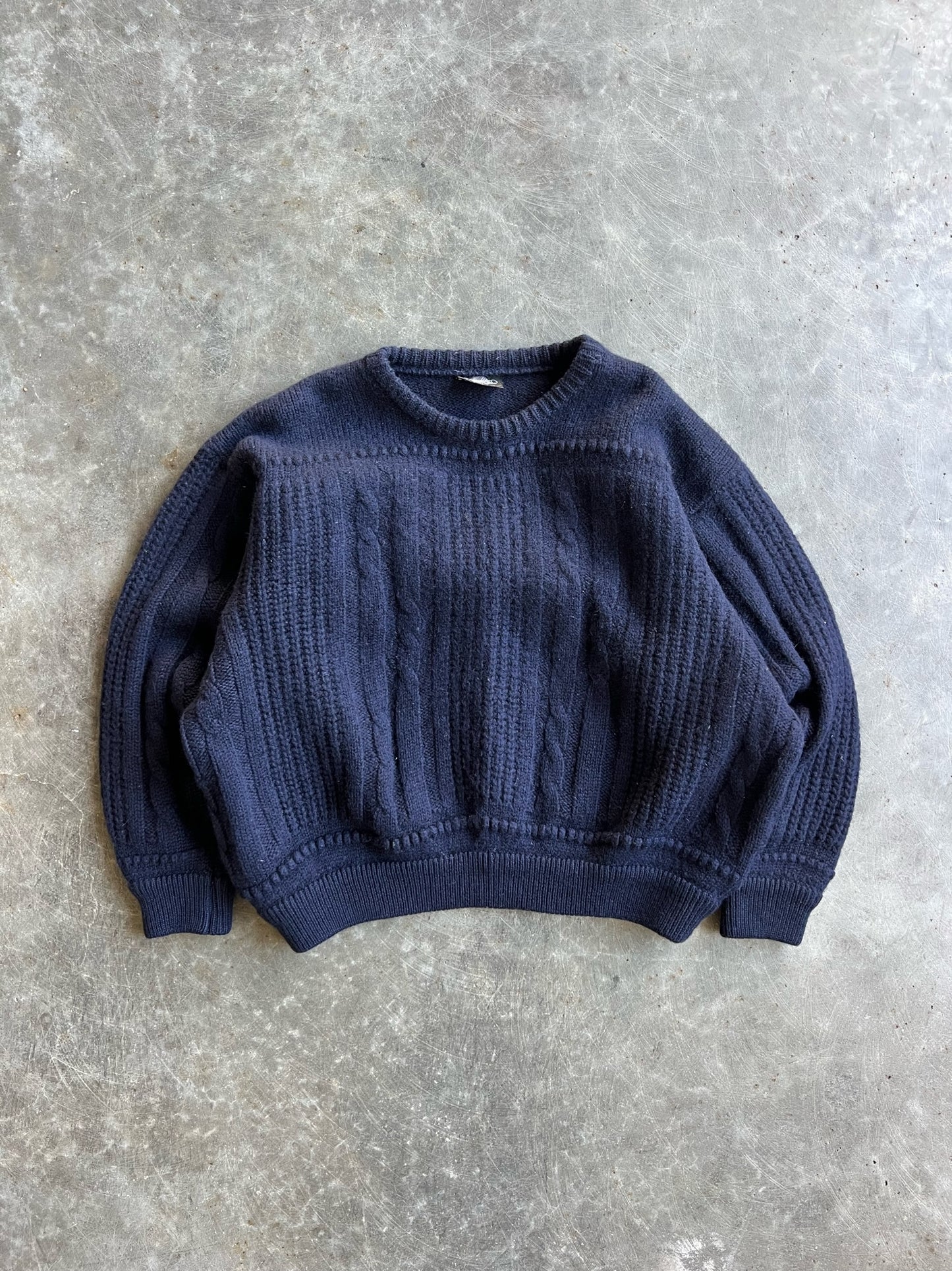 Vintage Navy Wool Cuggi Cable Knit Sweater - L