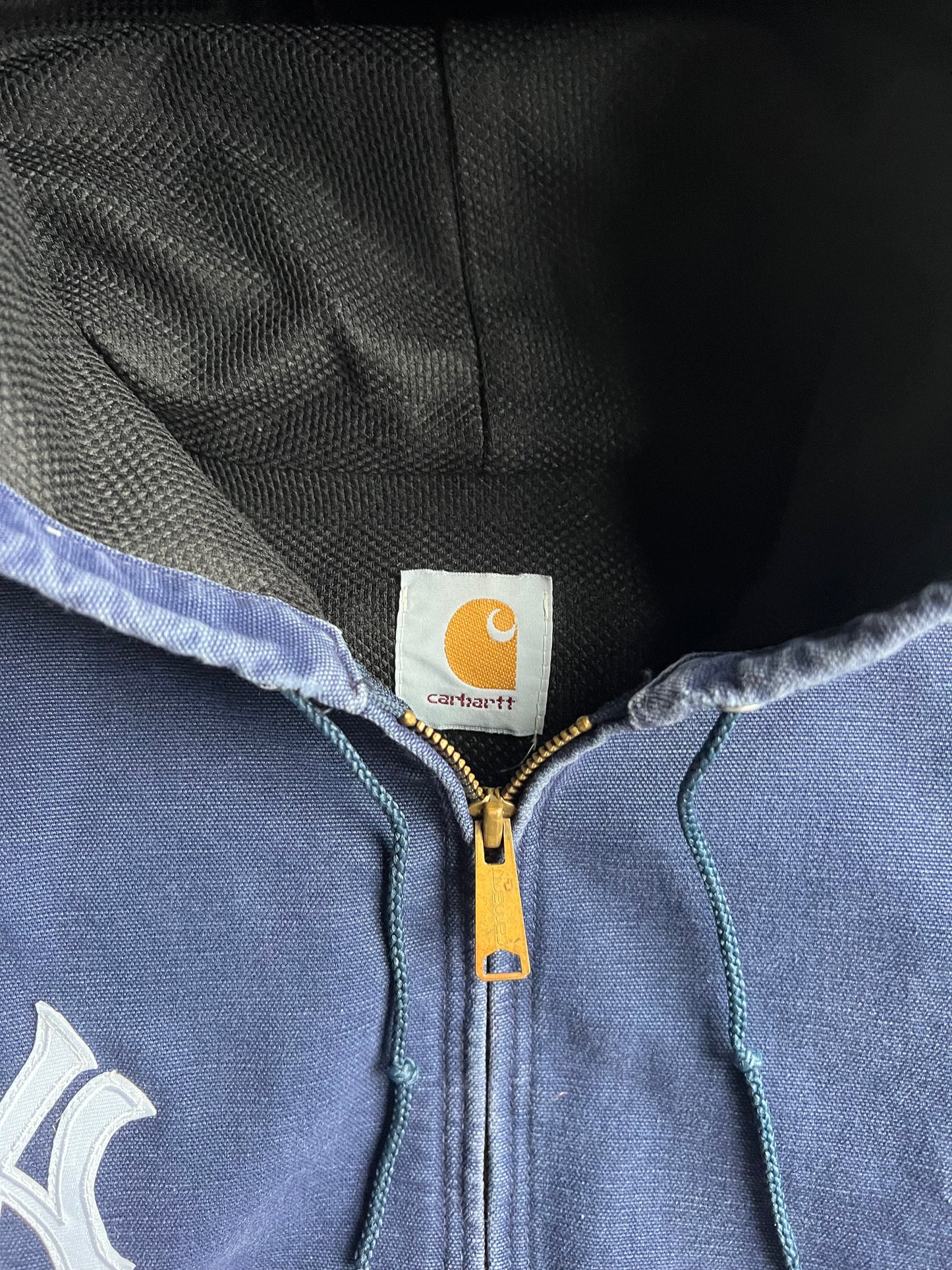 Vintage Navy Yankees Hooded Carhartt Jacket - XL