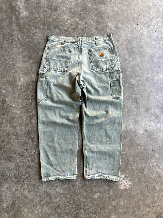 Vintage Faded Green Carhartt Carpenter Pants - 34