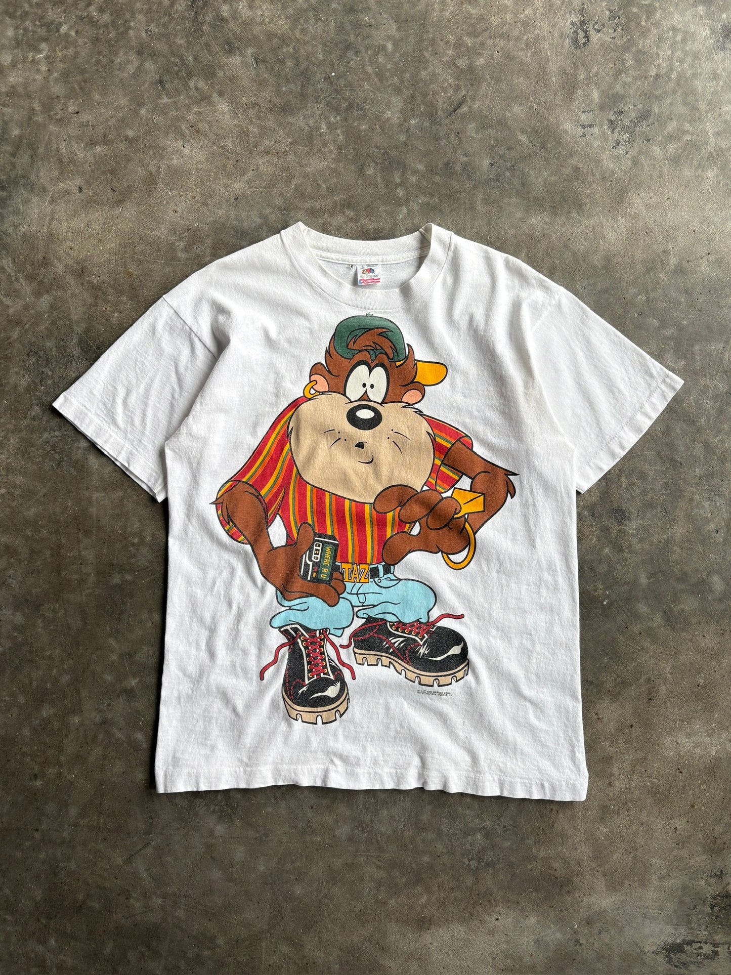 Vintage White ‘Taz’ Tasmanian Devil Tee - L