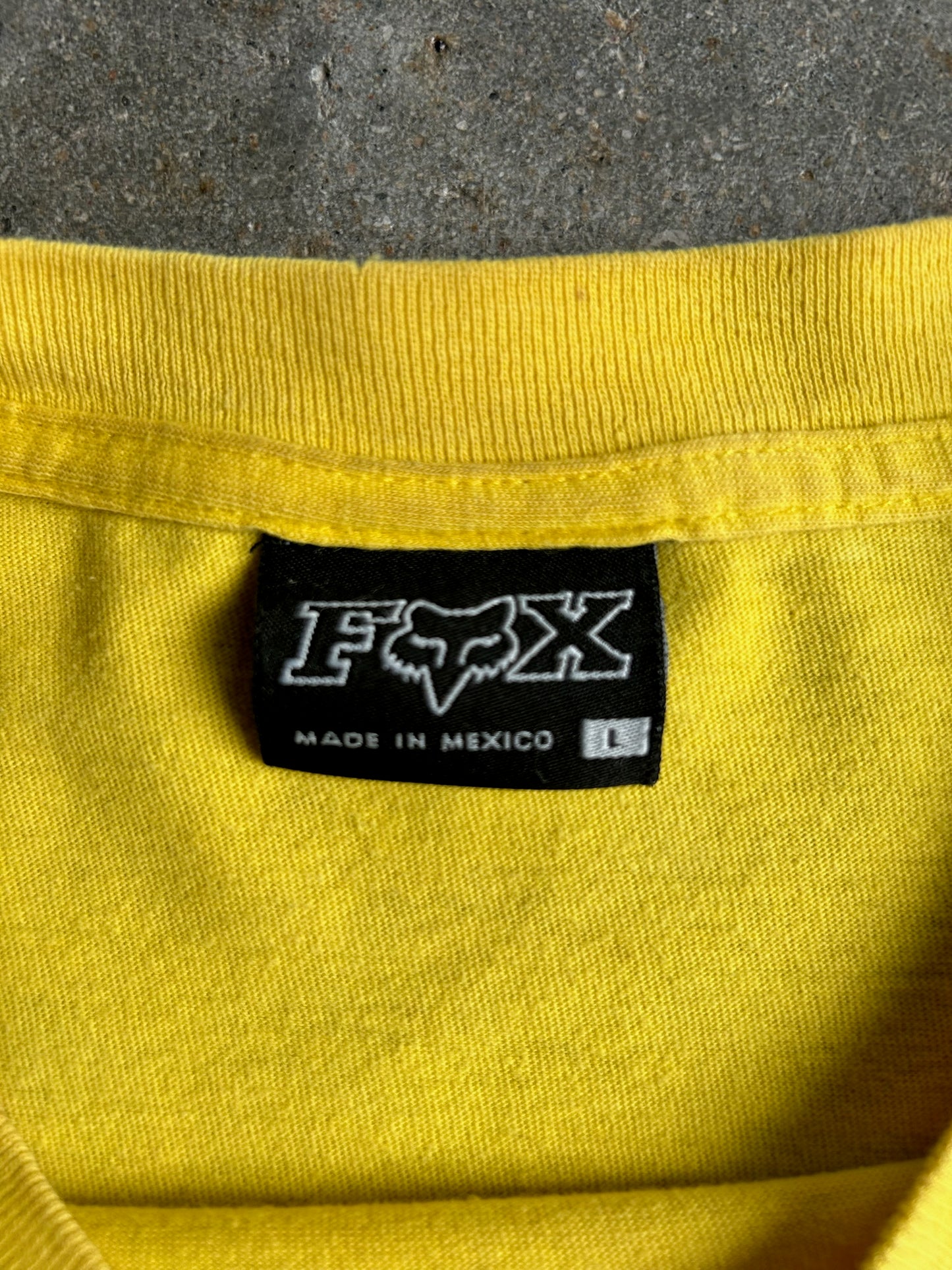 Vintage Yellow Fox Racing Long Sleeve Crop Shirt - L