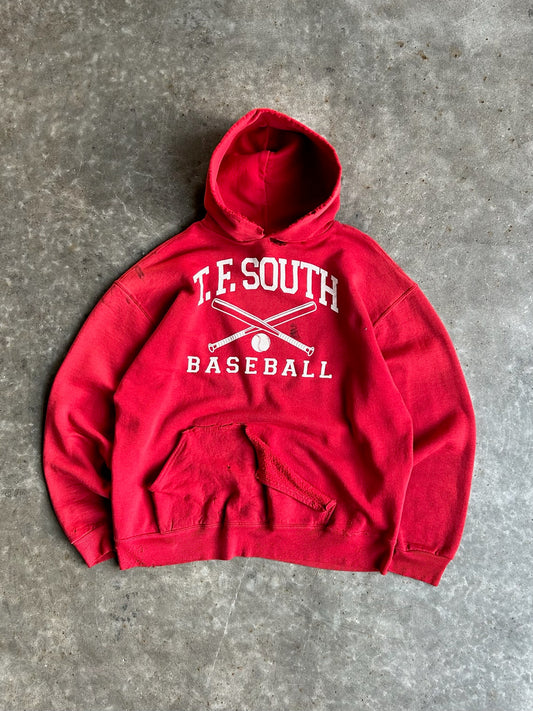 Vintage Red T.F. South Baseball Russell Hoodie - XL