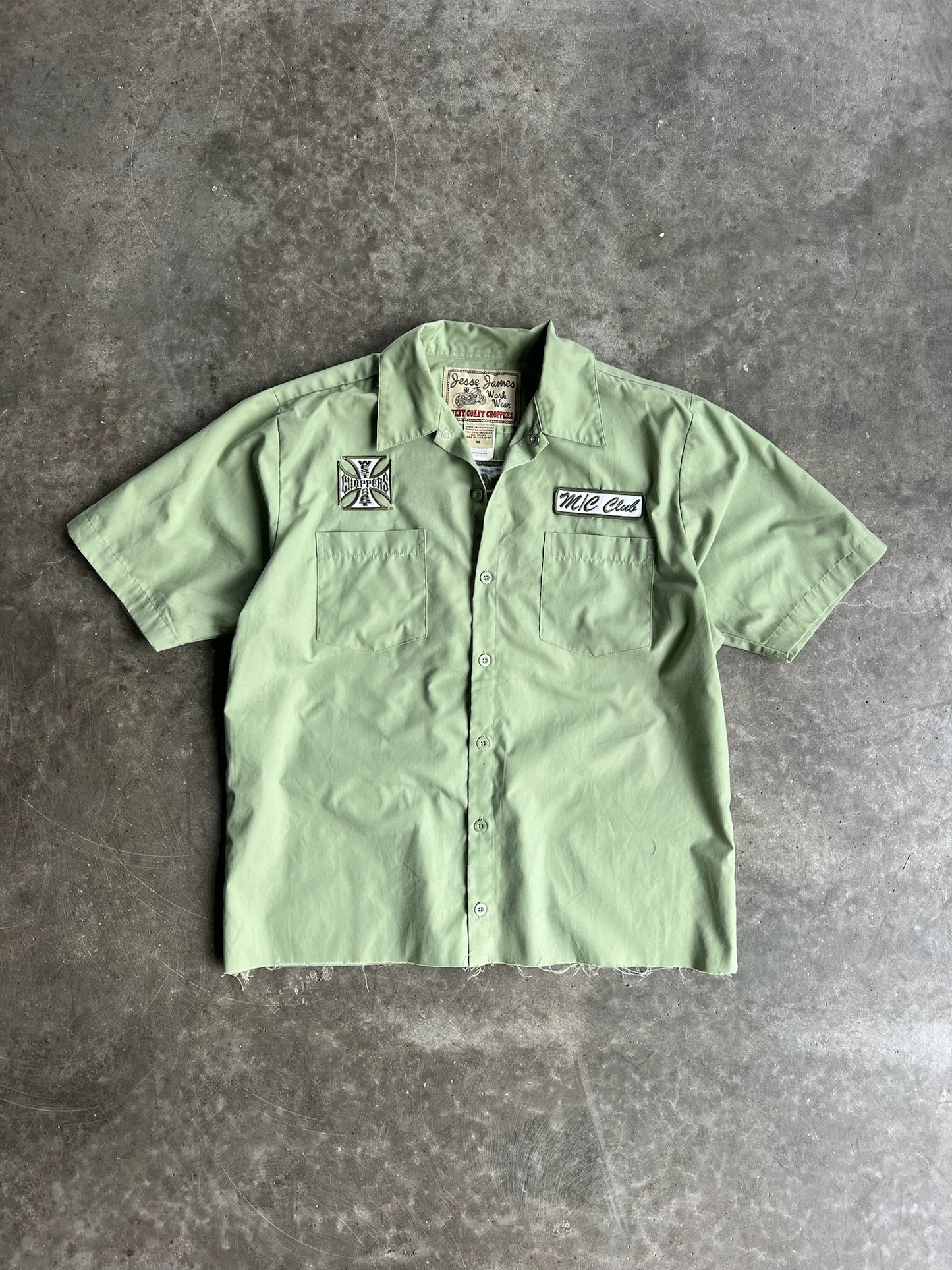 Vintage Cropped Like Green West Coast Choppers Button Up Shirt - M