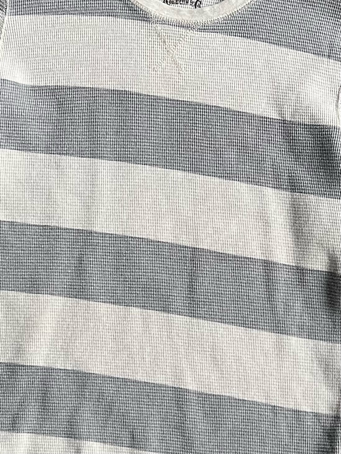 Vintage White And Grey Striped Thermal - M