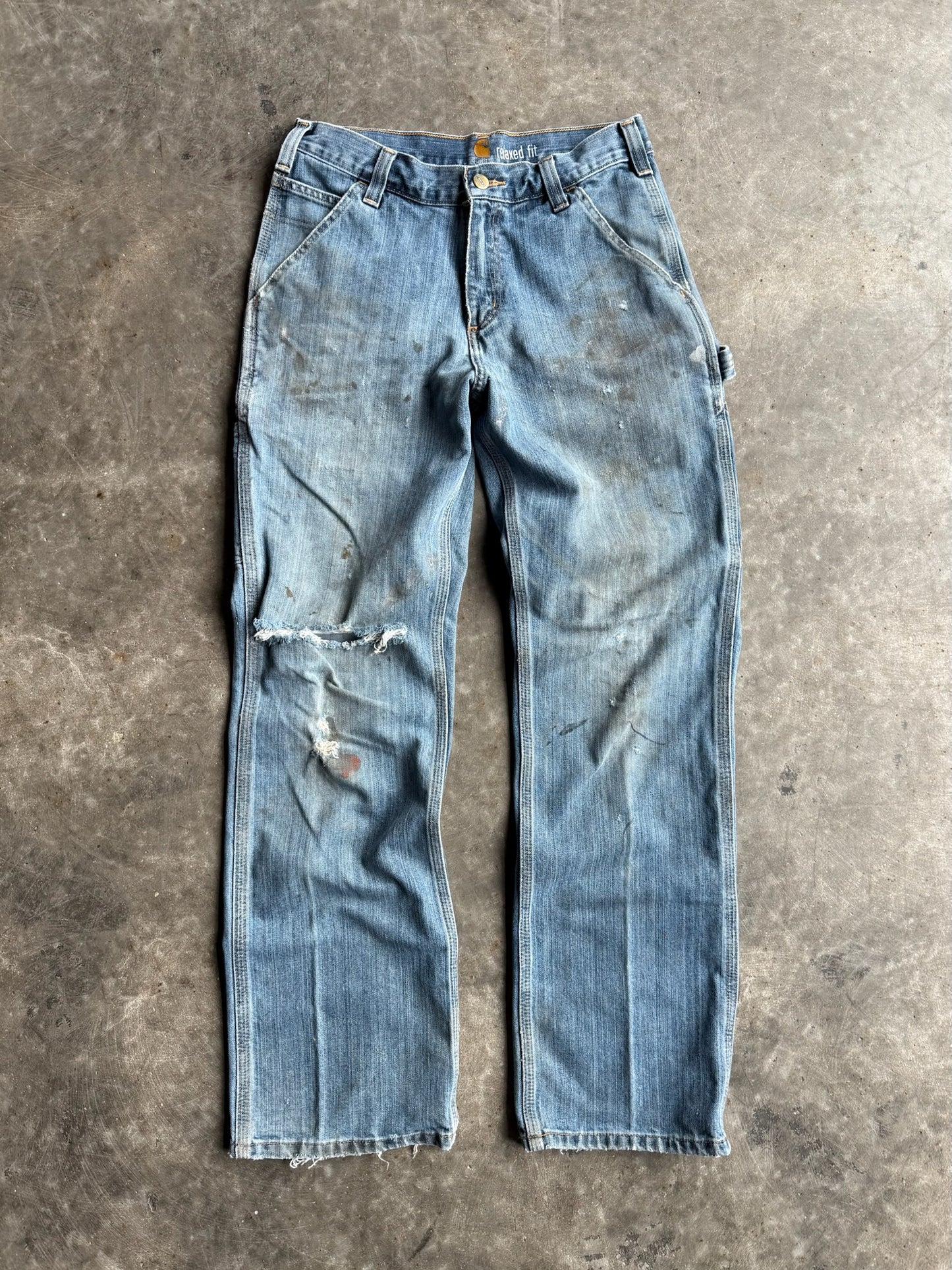 Vintage Distressed Carhartt Denim Carpenter Pants - 32