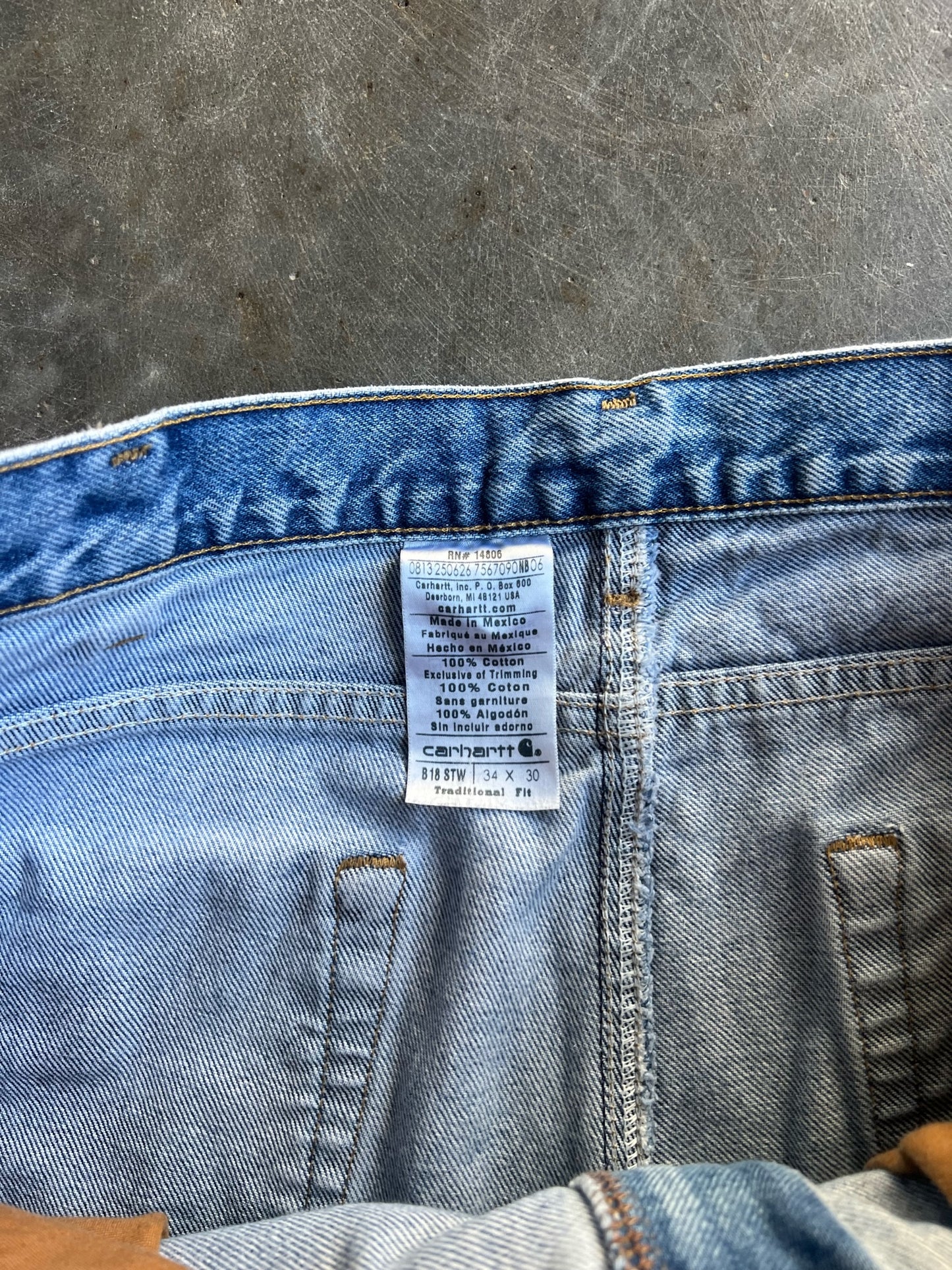 Vintage Distressed Medium Wash Carhartt Pants - 34