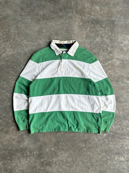 Vintage Green Striped American Eagle Rugby Long Sleeve - XL