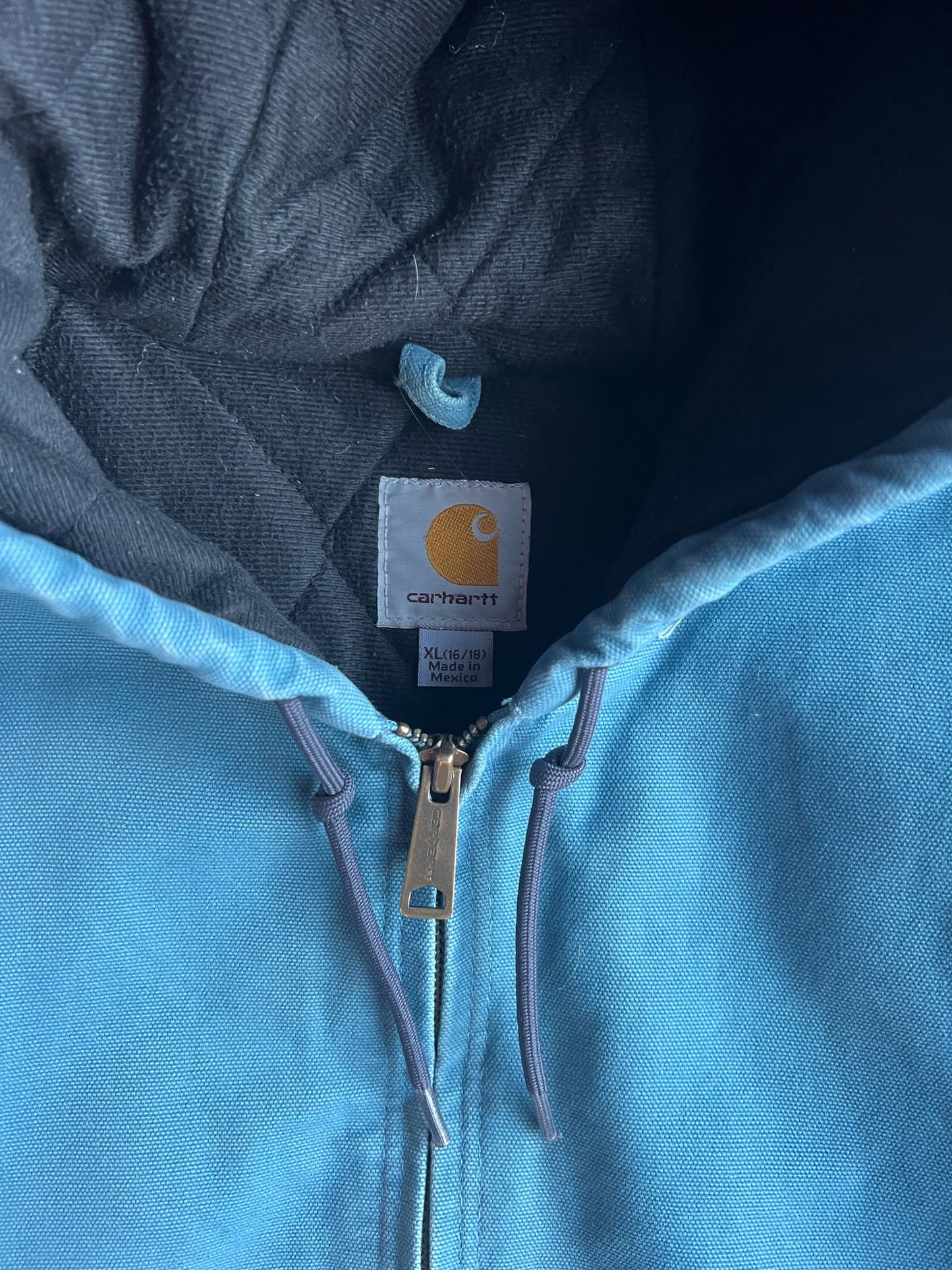 Vintage Teal Blue Hooded Carhartt Jacket - XL