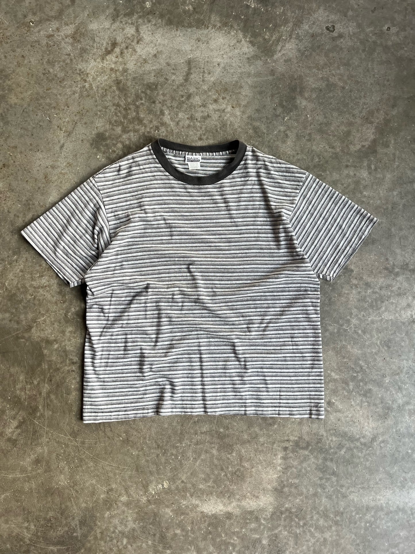 Vintage Grey Striped Basic Editions Shirt - XL