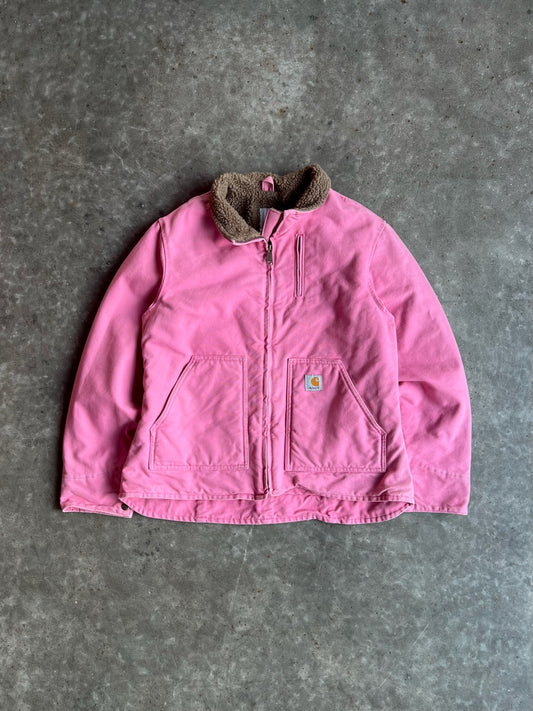 Baby Pink Sherpa Lined Carhartt Jacket - L