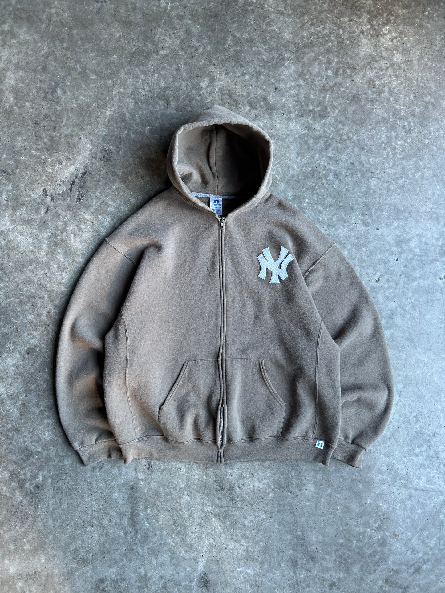 Vintage Brown Yankees Russell Zip Up - XXL