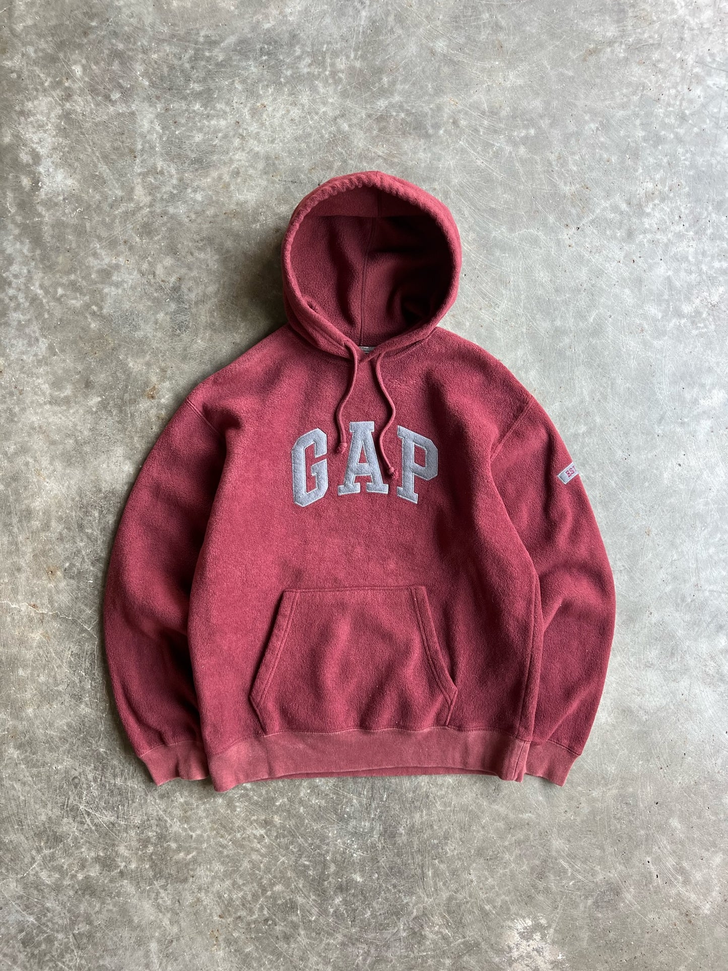 Vintage Deep Red Fleece Gap Hoodie - M