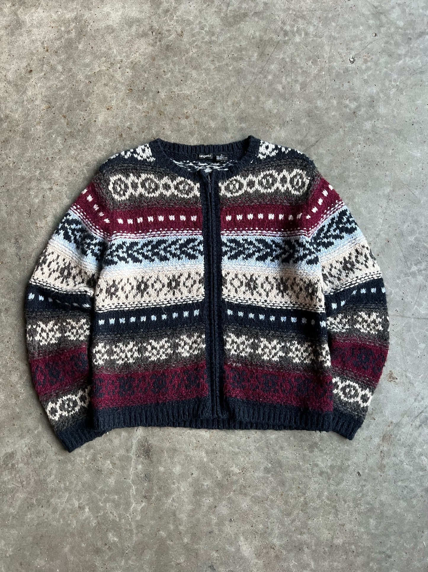 Vintage Tangents Zip-Up Sweater - M