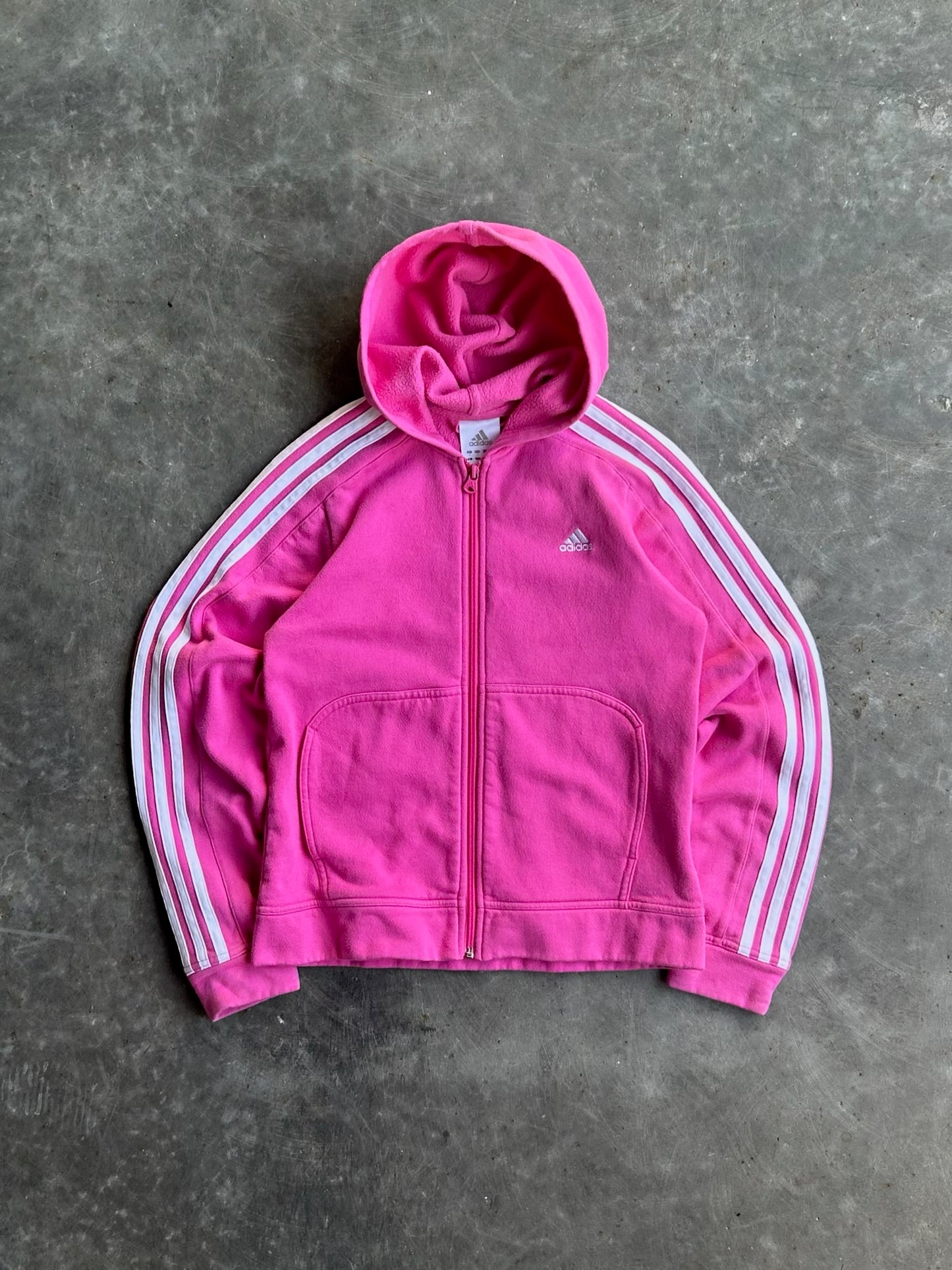 Vintage Pink Adidas Zip Up Hoodie - M