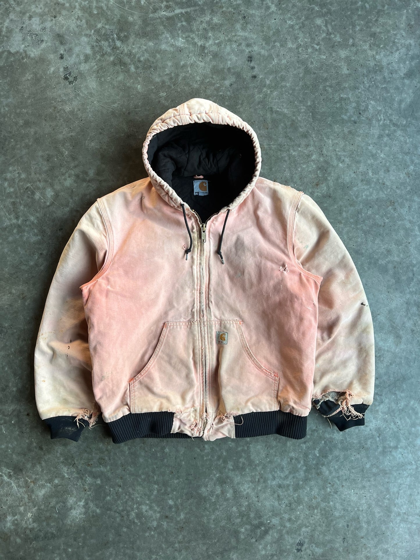 Vintage Distressed Salmon Hooded Carhartt Jacket - M