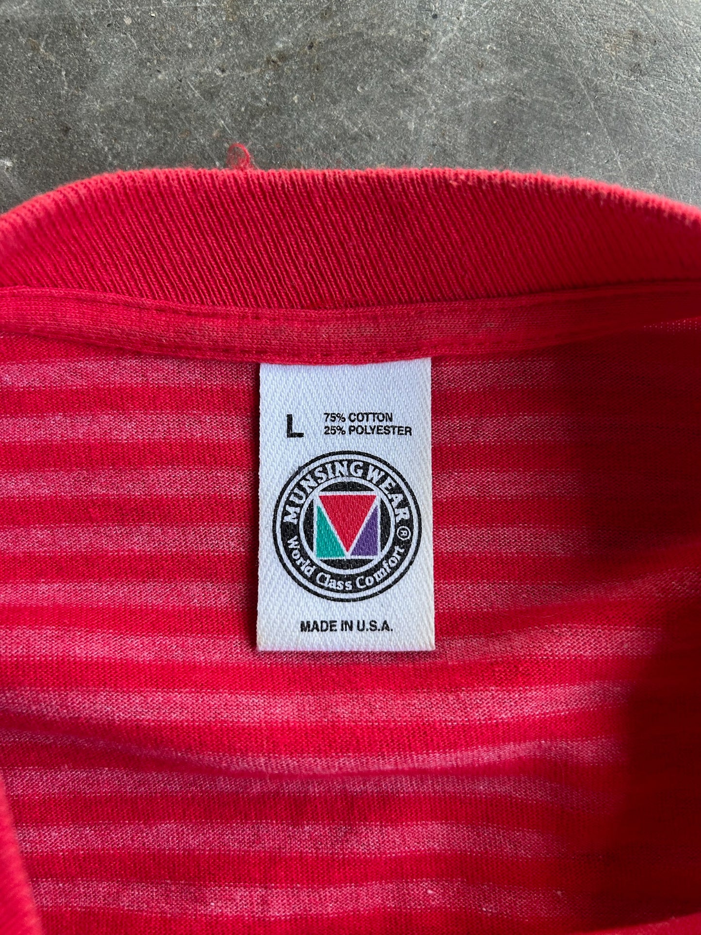 Vintage Red Striped Cropped Tee - XL