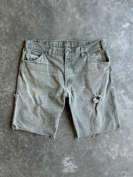 Vintage Green Dickies Distressed Carpenter Shorts - 36