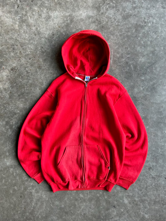 Vintage Red Blank Russell Zip Up - L