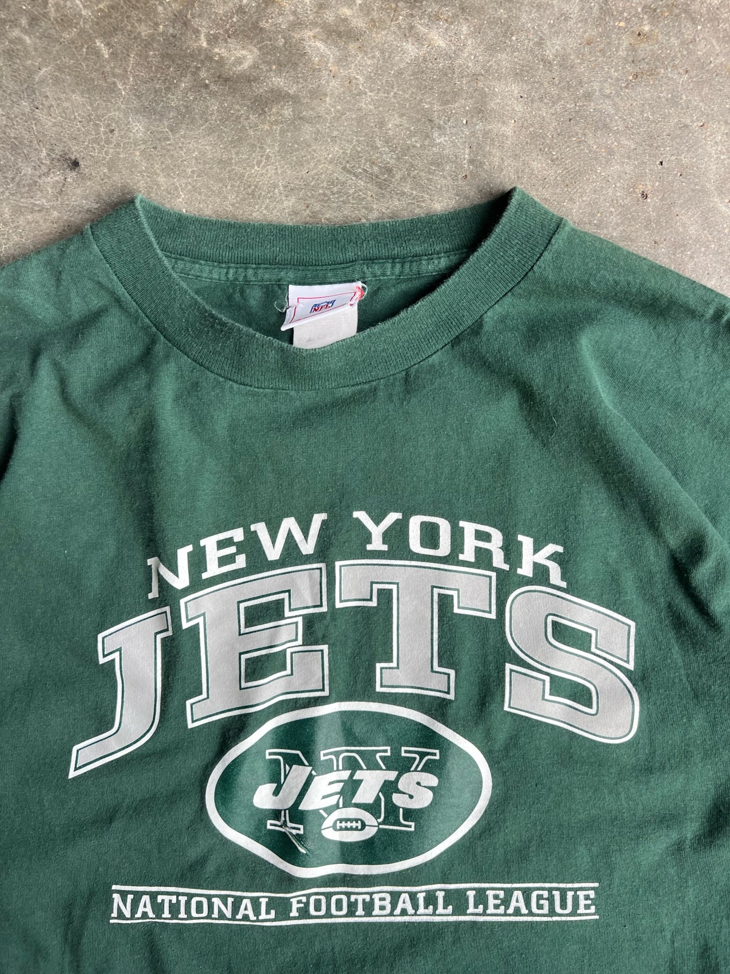 Vintage Green Cropped NFL New York Jets Shirt - XXL