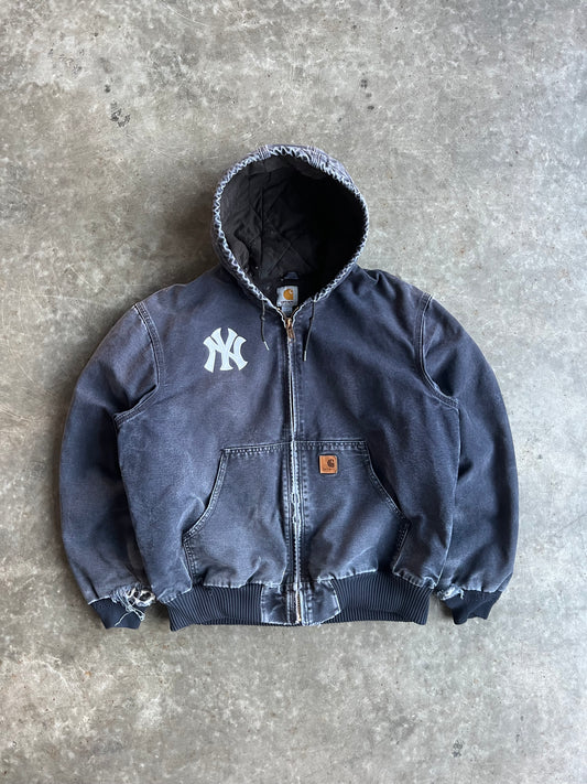 Vintage Navy Yankees Hooded Carhartt Jacket - L