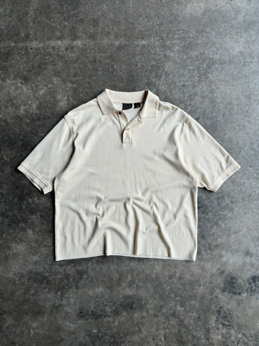 Vintage Pale Yellow Cropped Polo Shirt - XL