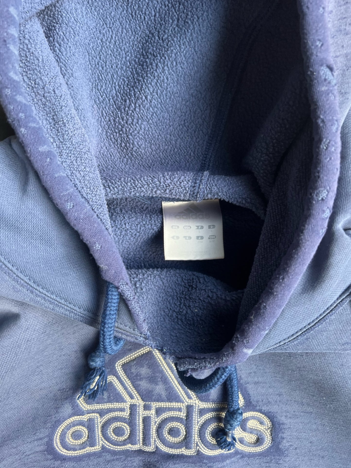 Vintage Blue Adidas Logo Hoodie - L