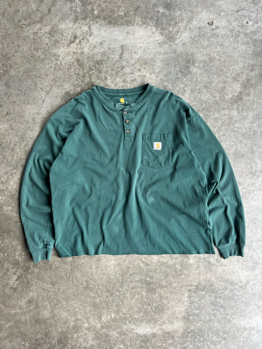 Cropped Green Long Sleeve Carhartt Shirt - XL