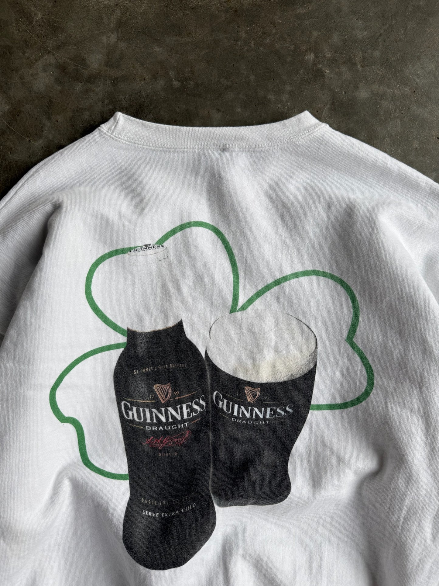 Vintage White Guinness Draught Crew - XXL