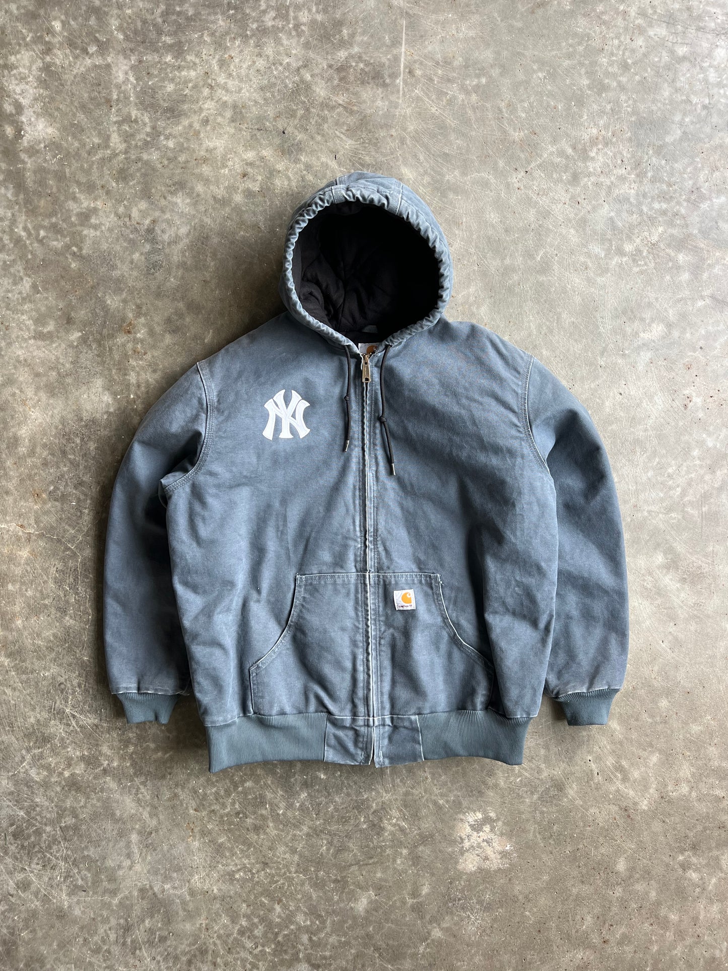 Vintage Navy Yankees Hooded Carhartt Jacket - XL