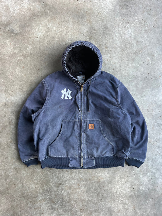 Vintage Navy Yankees Hooded Carhartt Jacket -XL