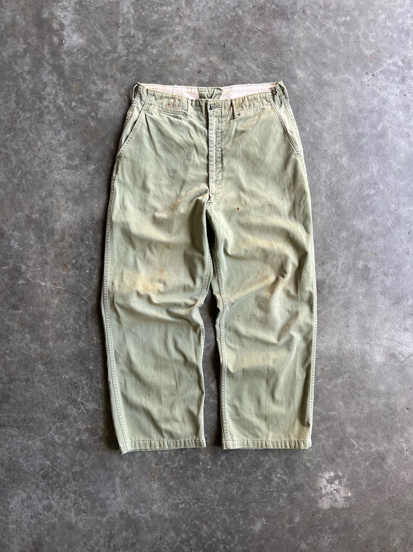 Vintage Painted Olive Green Pants - 28