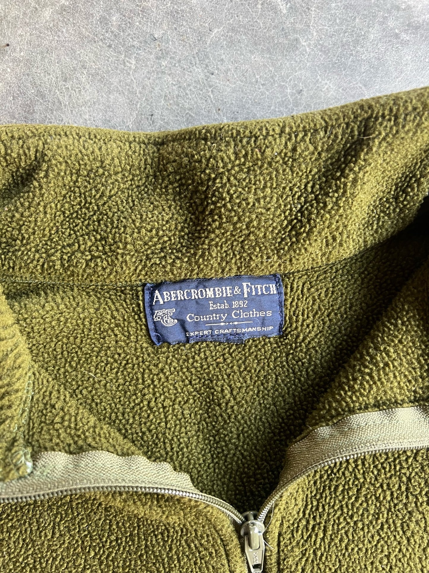 Vintage Olive Green Fleece Abercrombie Quarter Zip - M