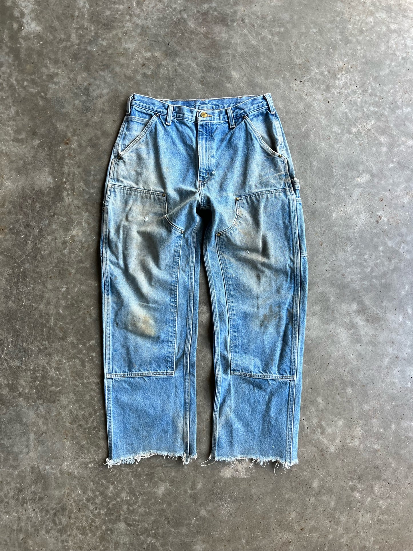 Vintage Faded Medium Wash Carhartt Double Knee Pants - 34