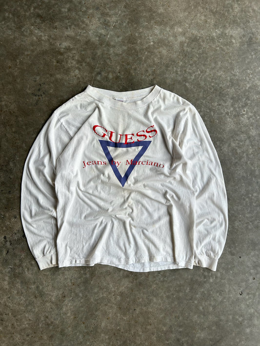 Vintage White Guess Long Sleeve Shirt - XL