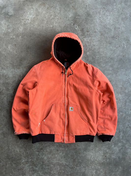 Vintage Orange Hooded Carhartt Jacket - M