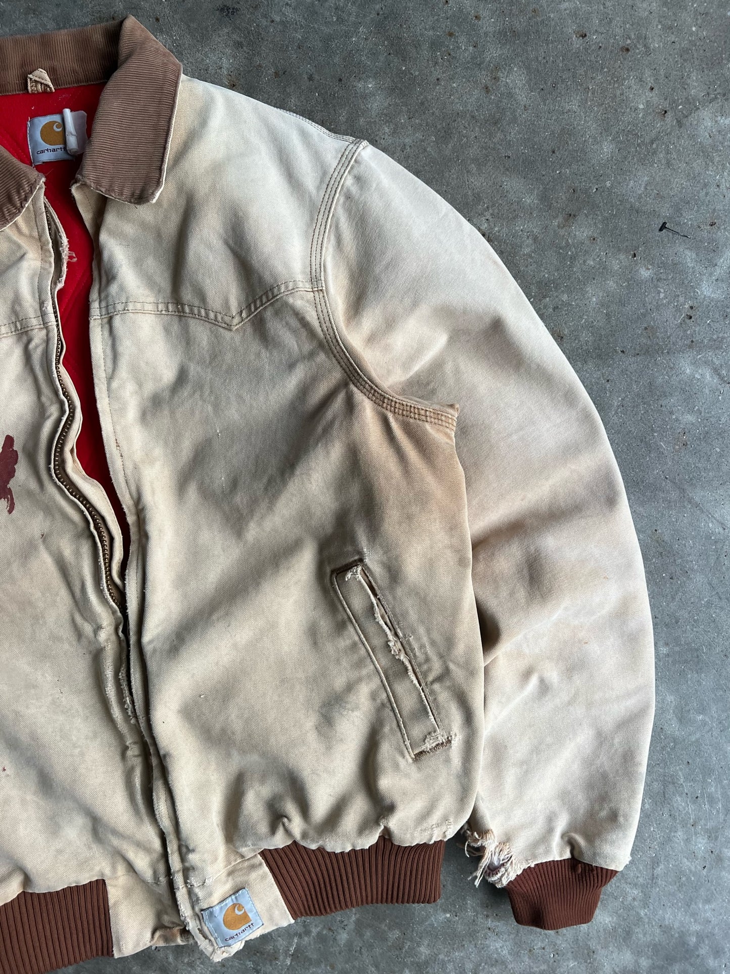 Vintage Faded Tan Distressed Carhartt Santa Fe Jacket - L