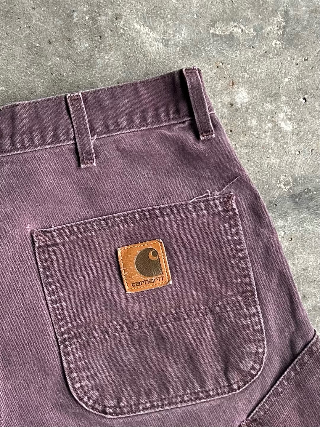 Vintage Maroon Carhartt Carpenter Denim Shorts - 32