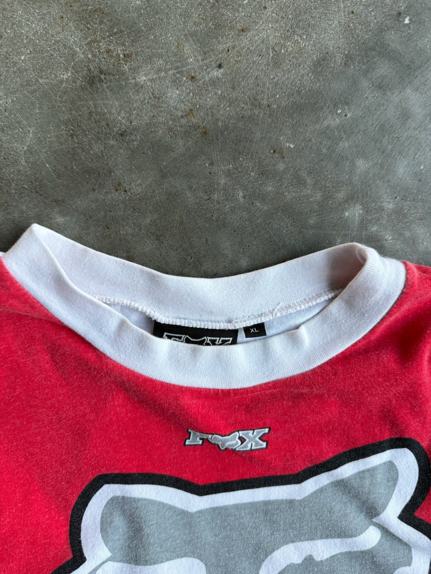 Vintage Red/Black Fox Racing Cropped Long Sleeve Jersey - XL