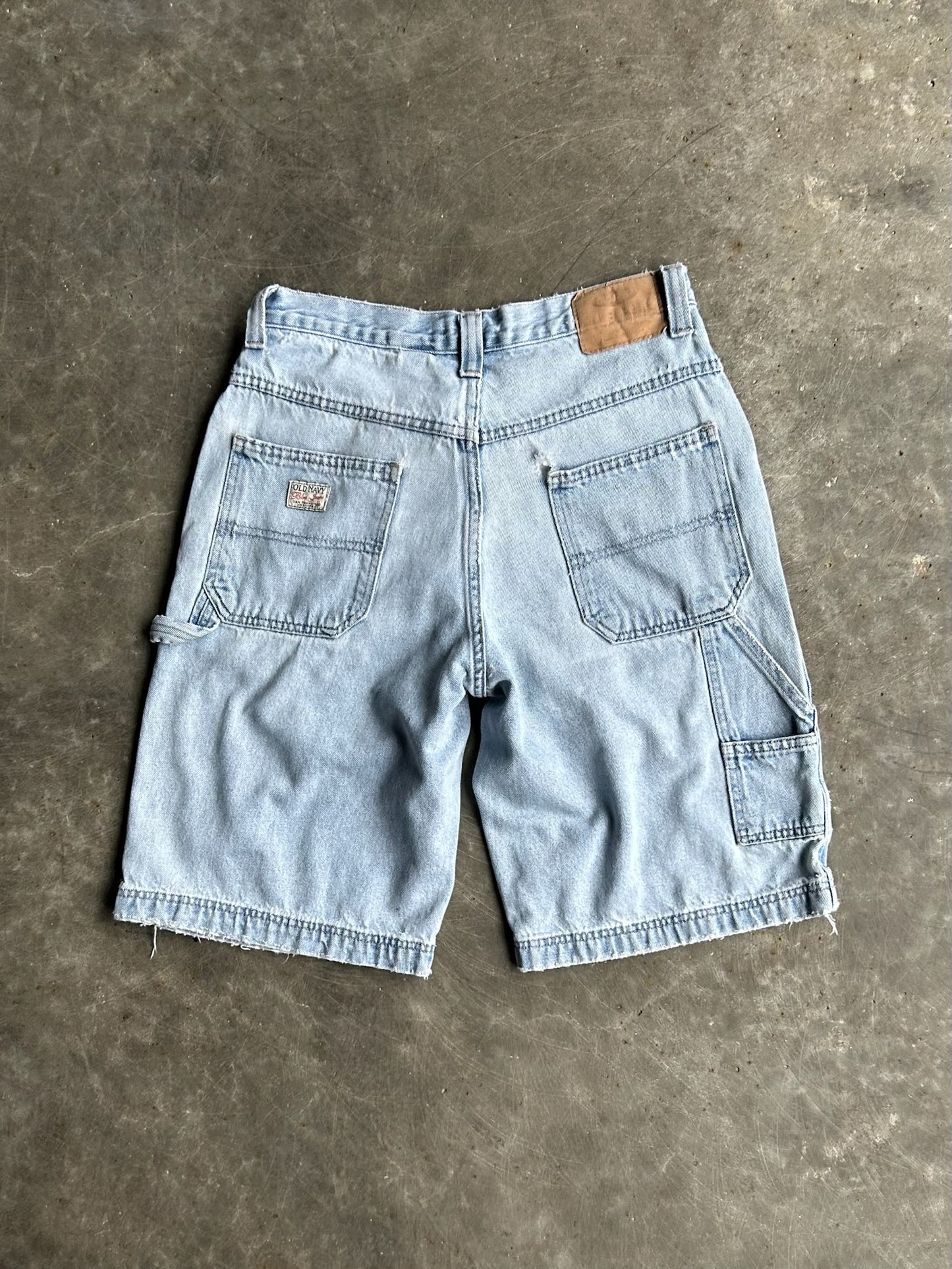 Vintage Light Wash Distressed Old Navy Carpenter Denim Shorts - 30