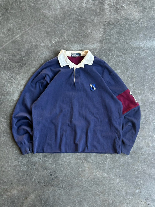 Vintage Navy Ralph Lauren Long Sleeve Cropped Rugby Polo - XL