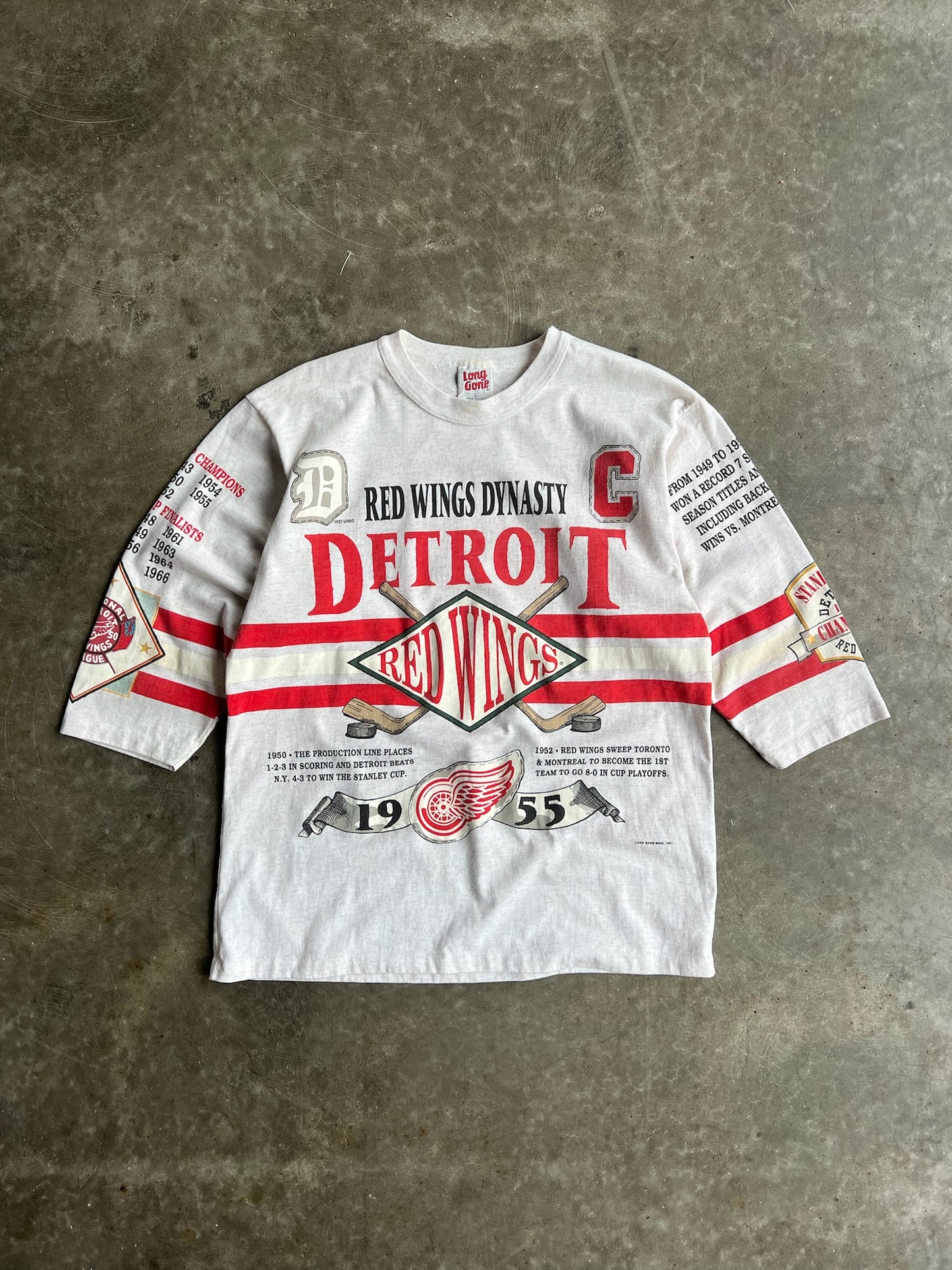 Vintage Chicago Detroit Red Wings Single Stitch Long Gone Shirt - L