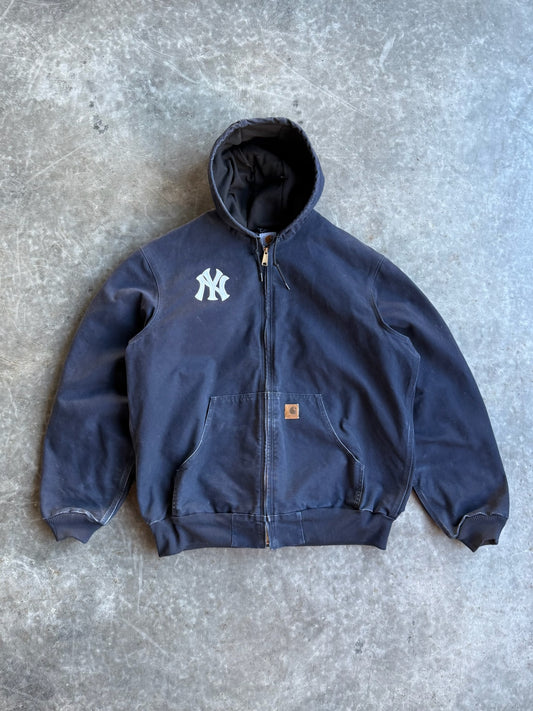 Vintage Dark Navy Hooded Yankees Carhartt Jacket - XL