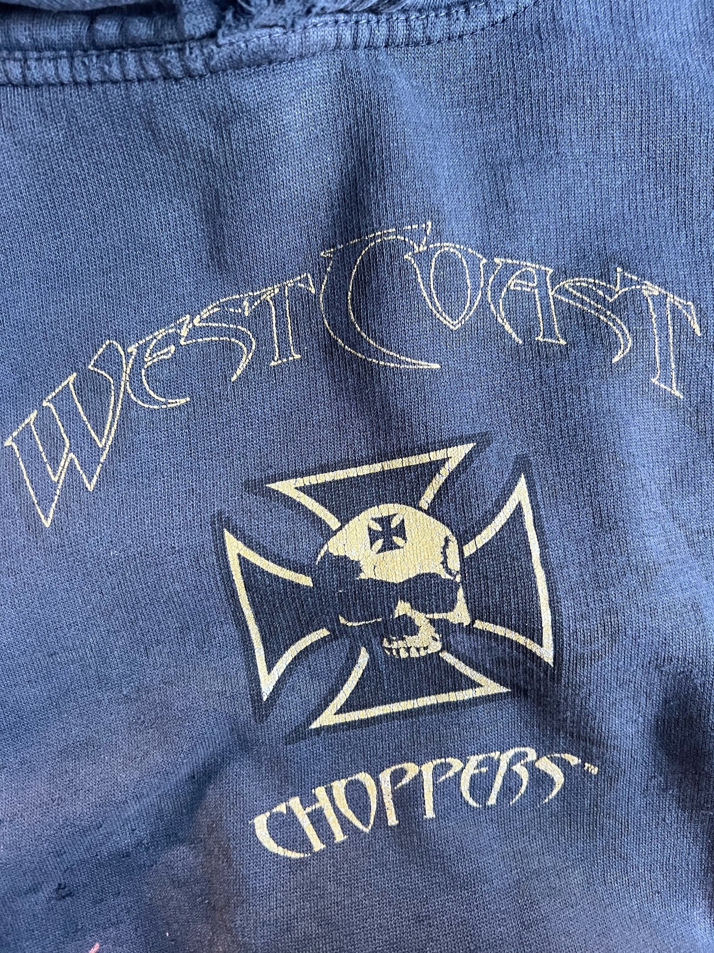 Vintage Navy Distressed West Coast Choppers Jesse James Hoodie - XL