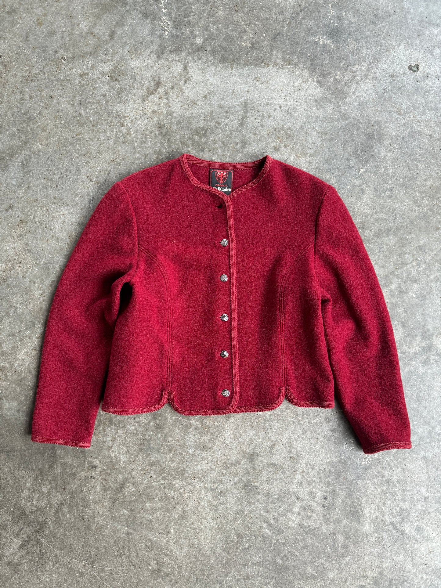 Vintage Deep Red Walkloden Button Up Cardigan - L