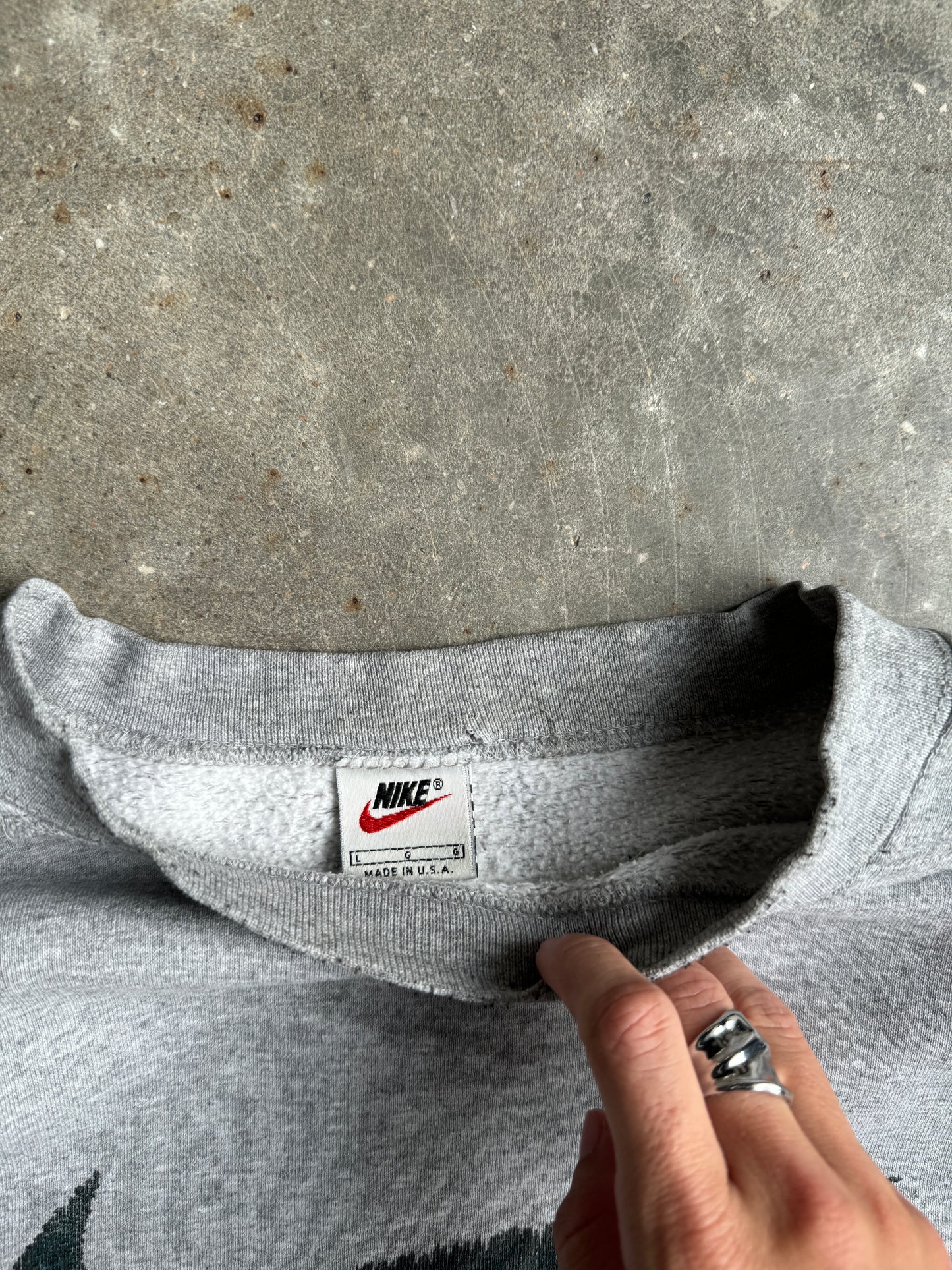 Vintage Grey Nike Swoosh Crew - L