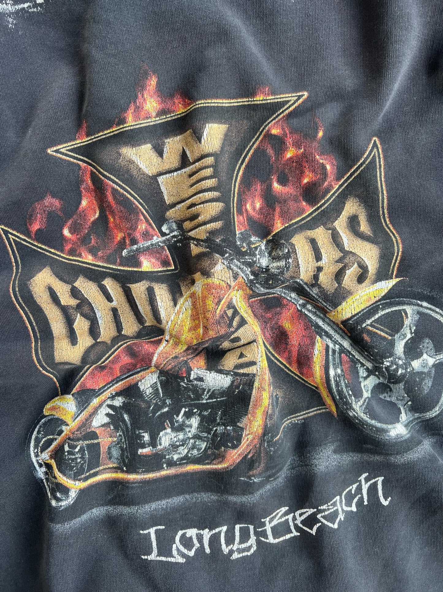 Vintage Black Painted Distressed West Coast Choppers Hoodie - XXL