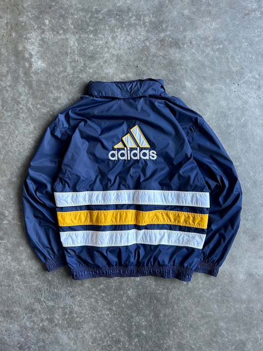 Vintage Navy Adidas Stripes Zip Up Windbreaker XL