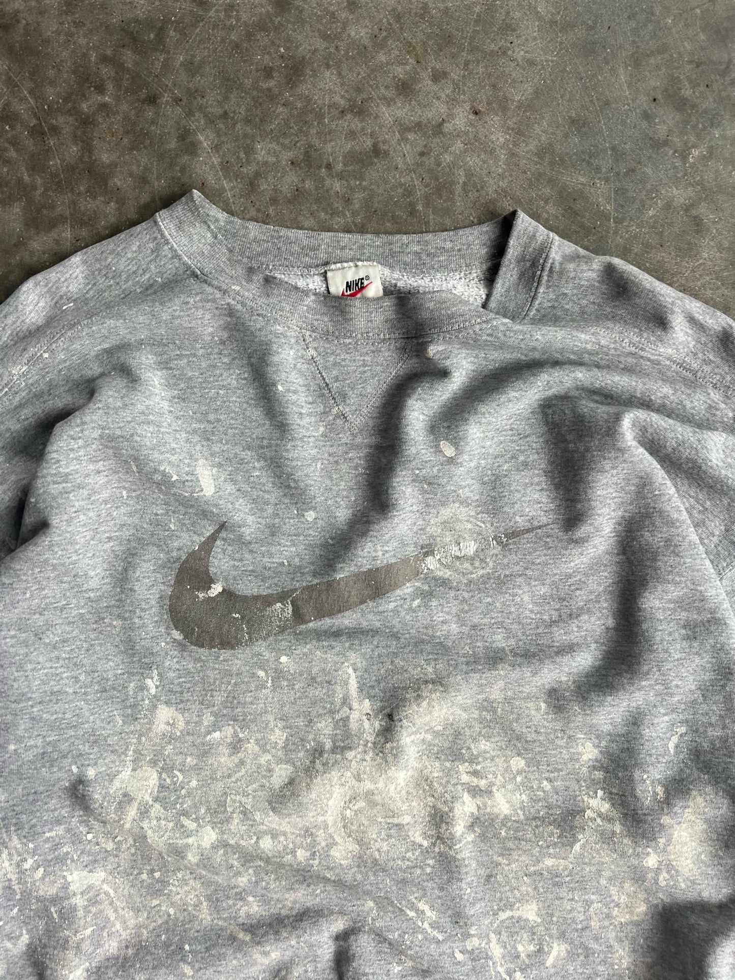 Vintage Splatter Painted Grey Nike Crew - XL